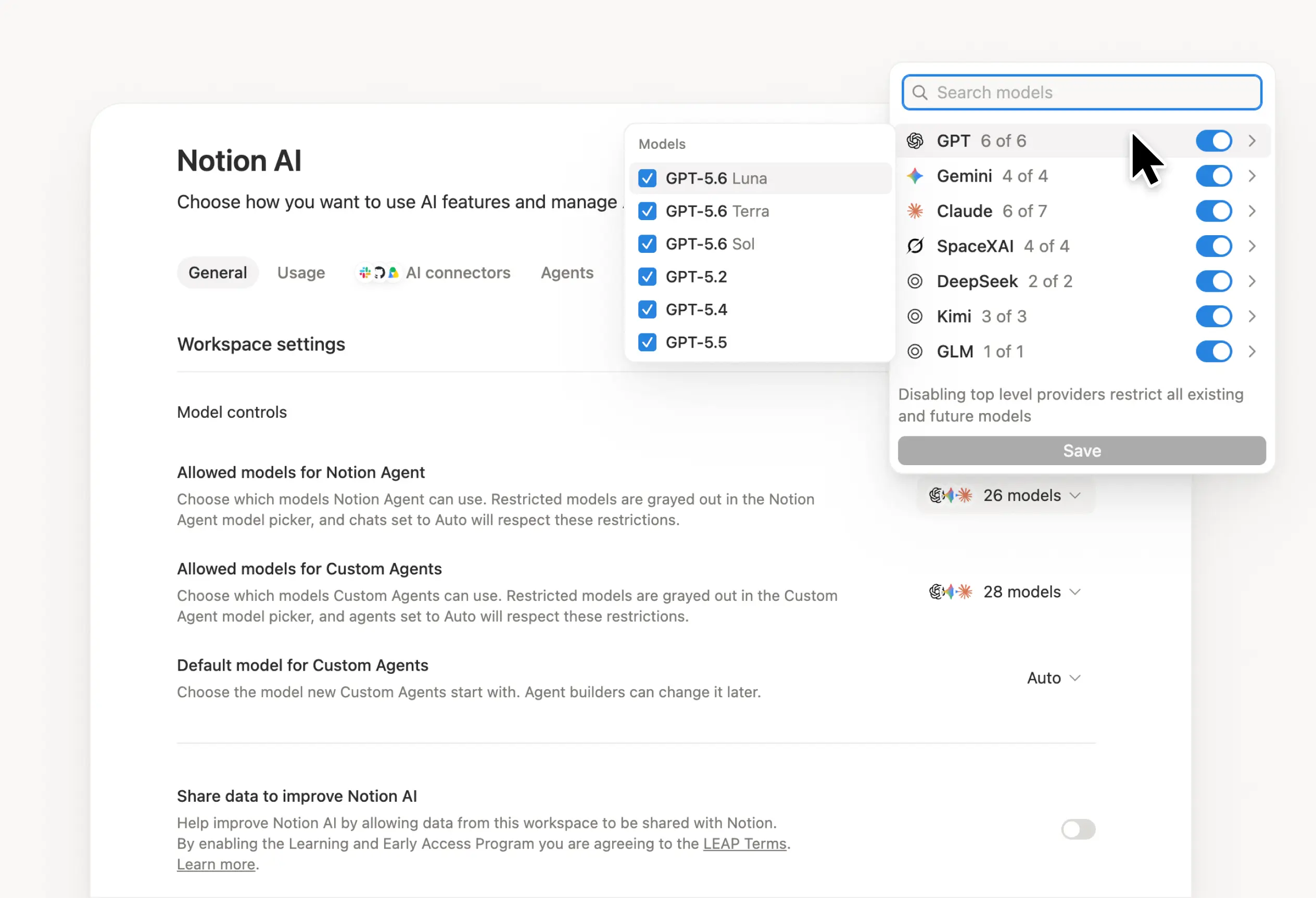 Notion adds separate AI model controls for personal and custom agents
