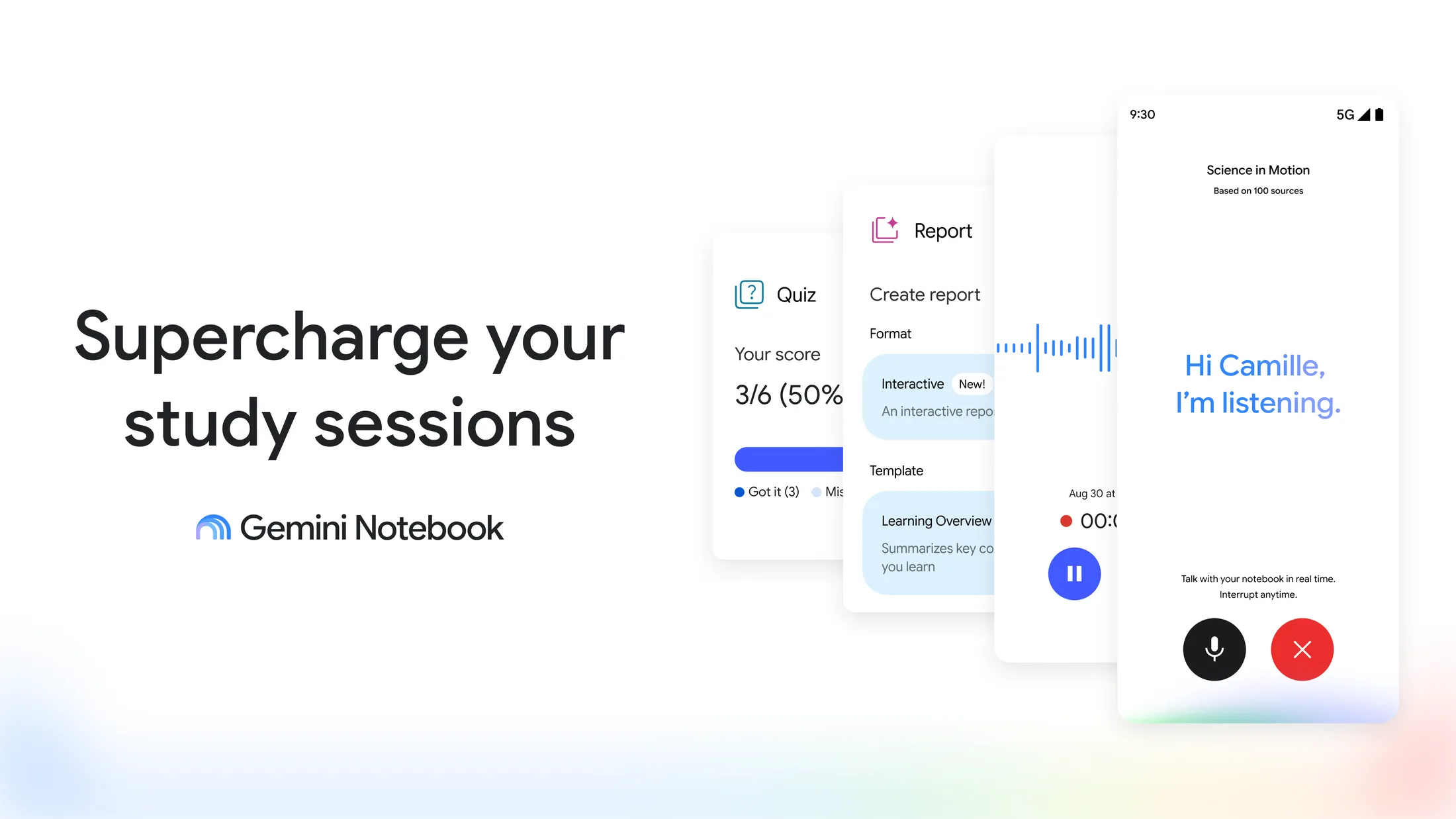 Gemini Notebook adds spoken study sessions and interactive learning overviews